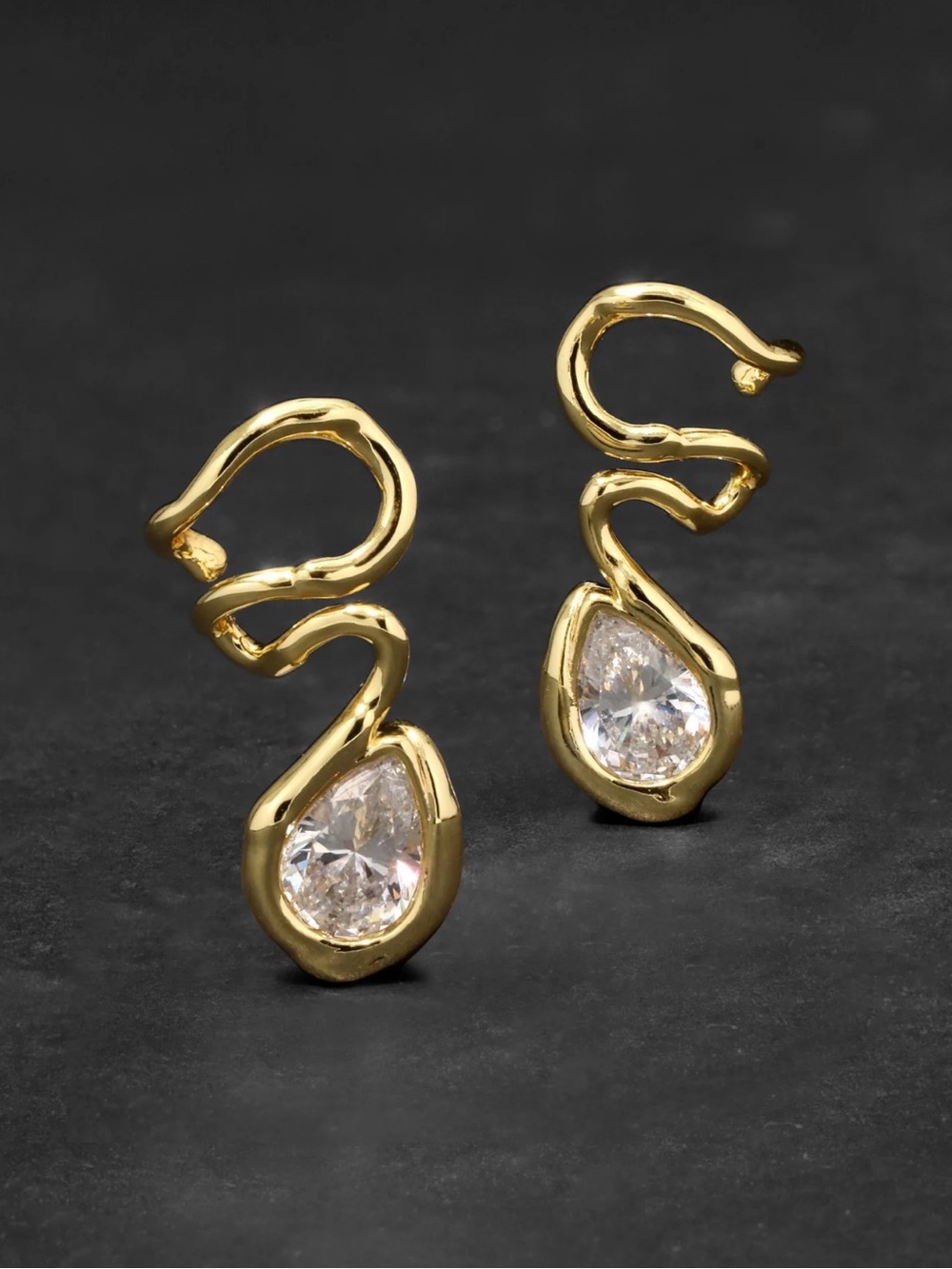 Alexis Bittar Gold Teardrop Crystal Drop Earrings